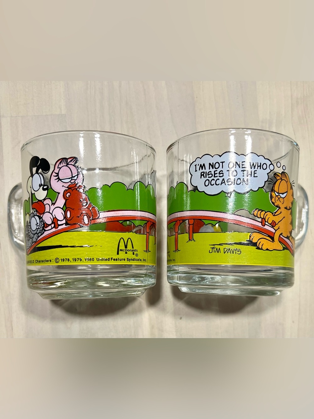 Vintage Garfield Glass Mugs - Anchor Hocking McDonald’s Collectible Set